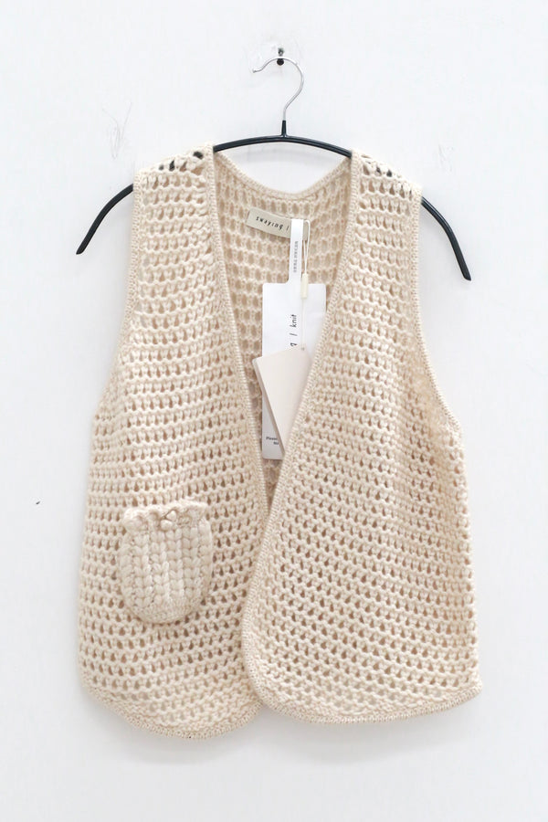 SWAYING 25 Fall/Winter Collection: Hand-crocheted silk and cashmere vest/waistcoat SW-SW25AW1T46C1SF-XING (Apricot)